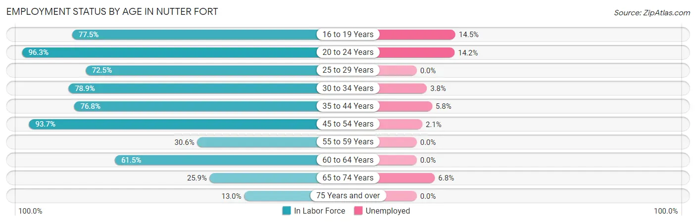 Employment Status by Age in Nutter Fort