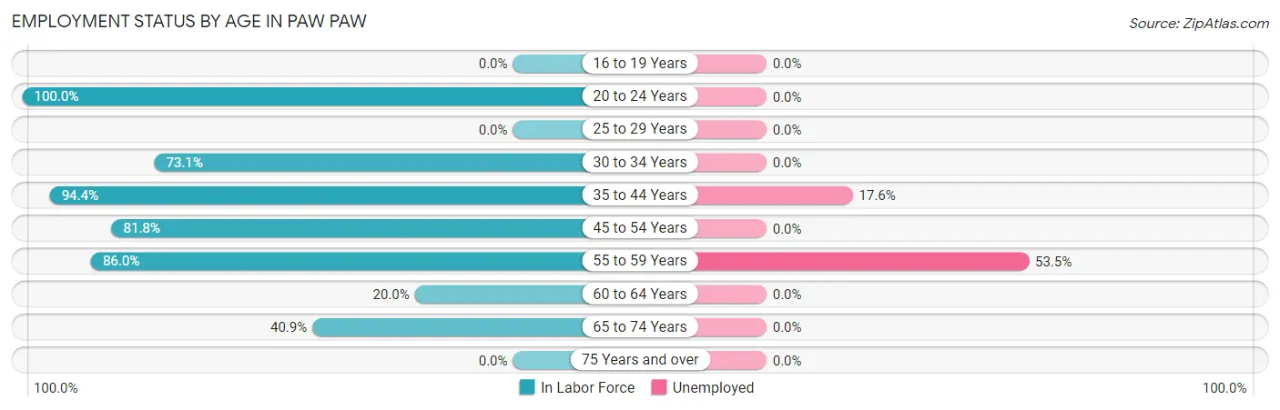 Employment Status by Age in Paw Paw