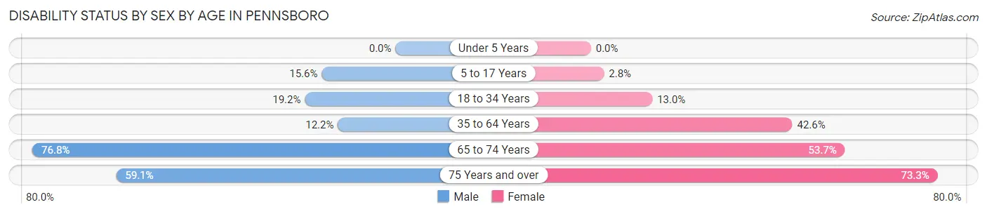 Disability Status by Sex by Age in Pennsboro