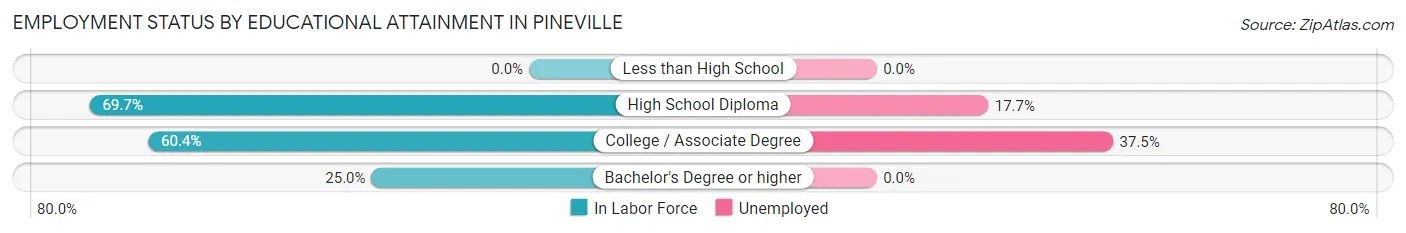 Employment Status by Educational Attainment in Pineville