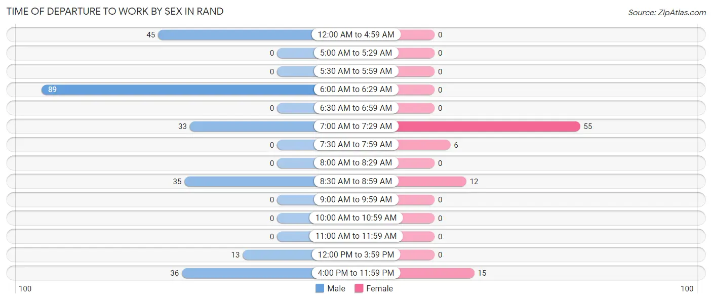 Time of Departure to Work by Sex in Rand