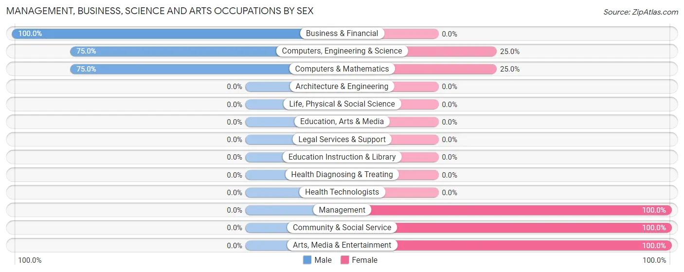 Management, Business, Science and Arts Occupations by Sex in Rowlesburg