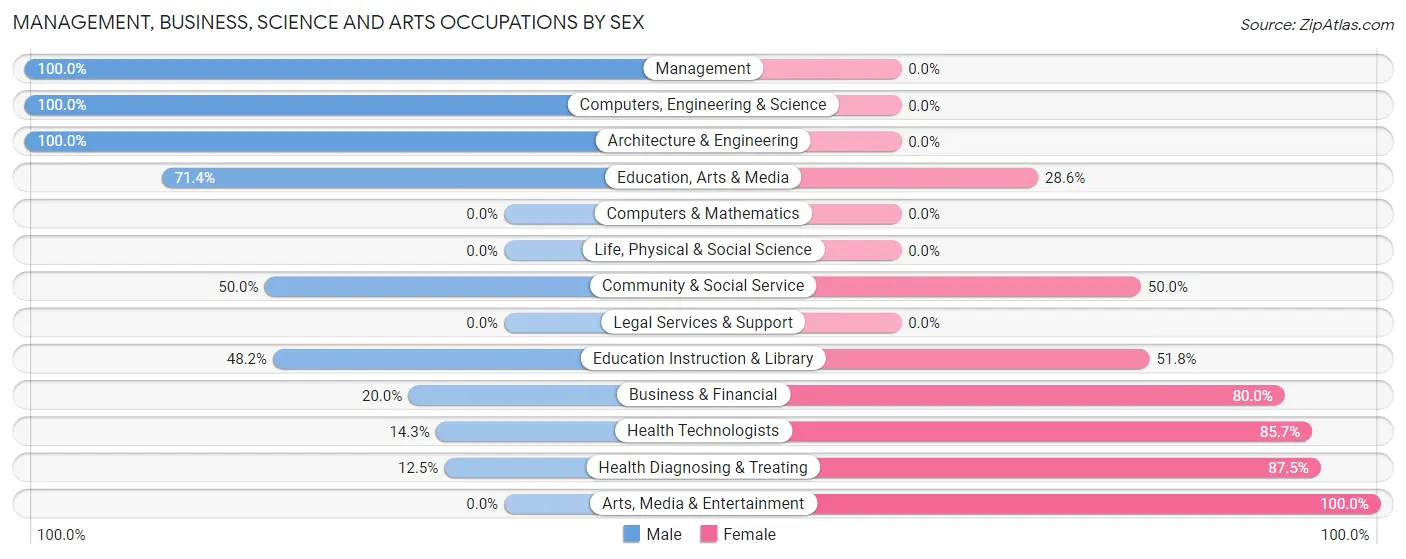 Management, Business, Science and Arts Occupations by Sex in Salem