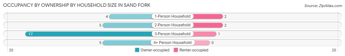 Occupancy by Ownership by Household Size in Sand Fork