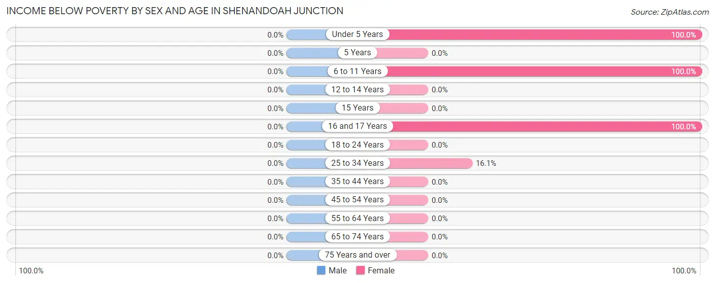 Income Below Poverty by Sex and Age in Shenandoah Junction