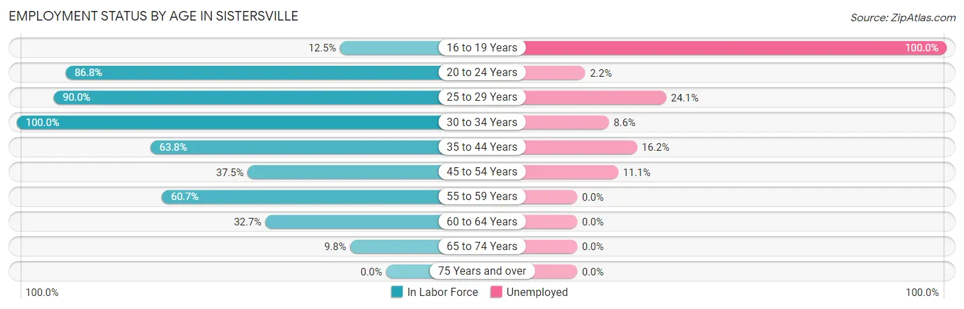 Employment Status by Age in Sistersville