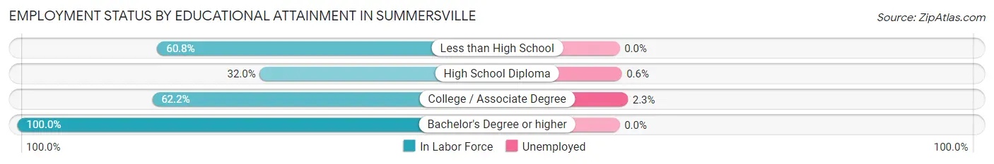 Employment Status by Educational Attainment in Summersville