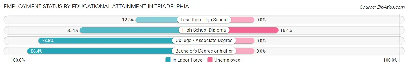 Employment Status by Educational Attainment in Triadelphia