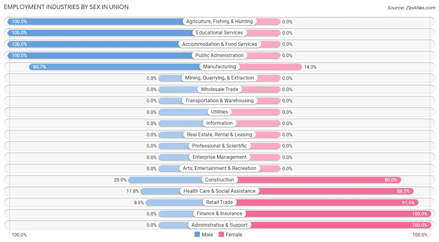 Employment Industries by Sex in Union