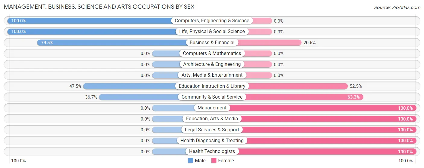 Management, Business, Science and Arts Occupations by Sex in Wellsburg