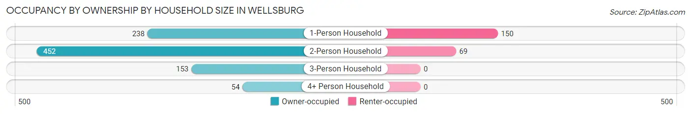Occupancy by Ownership by Household Size in Wellsburg