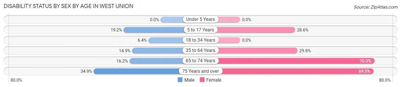 Disability Status by Sex by Age in West Union