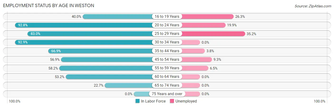 Employment Status by Age in Weston