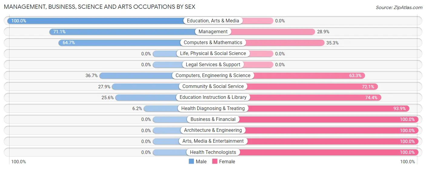 Management, Business, Science and Arts Occupations by Sex in Afton