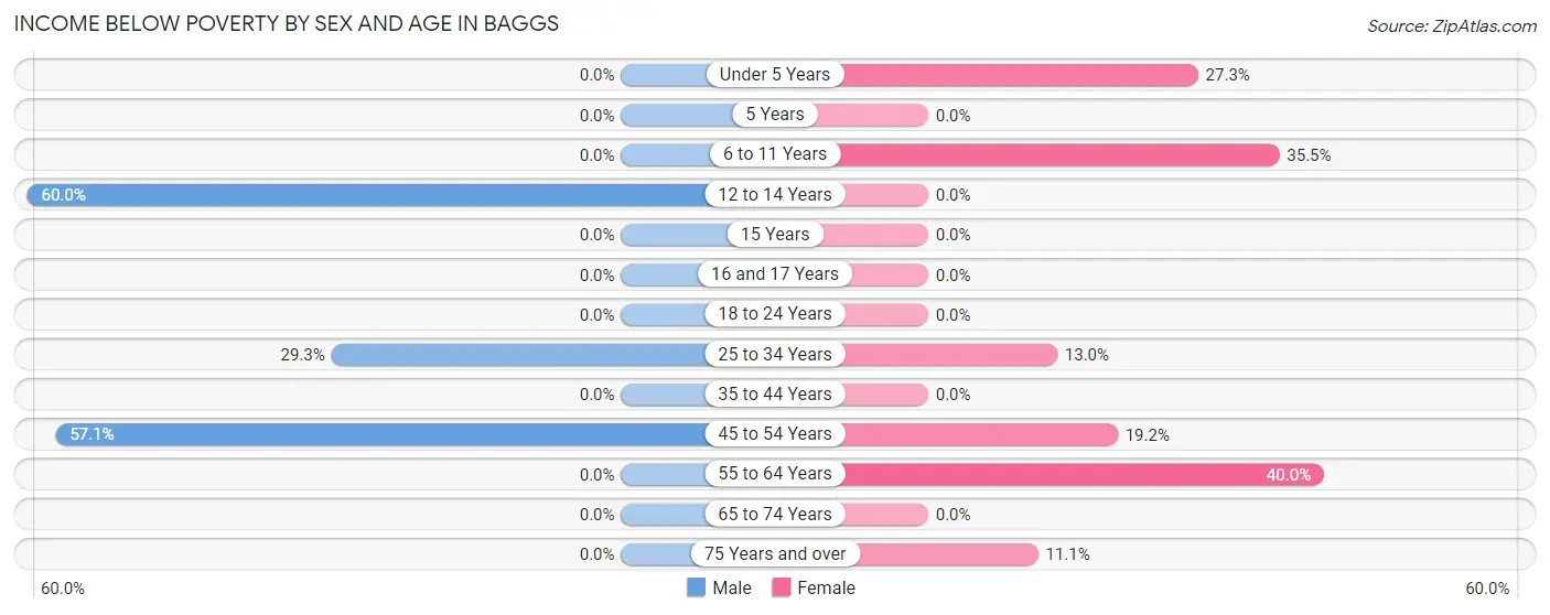 Income Below Poverty by Sex and Age in Baggs