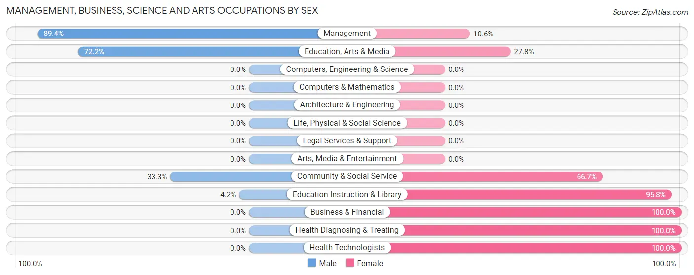 Management, Business, Science and Arts Occupations by Sex in Bear River