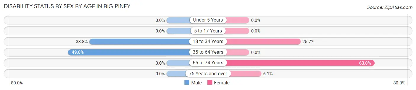 Disability Status by Sex by Age in Big Piney