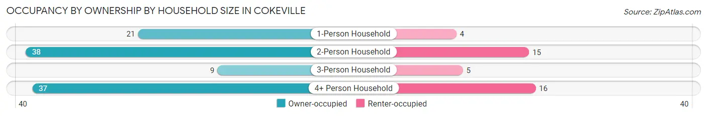 Occupancy by Ownership by Household Size in Cokeville