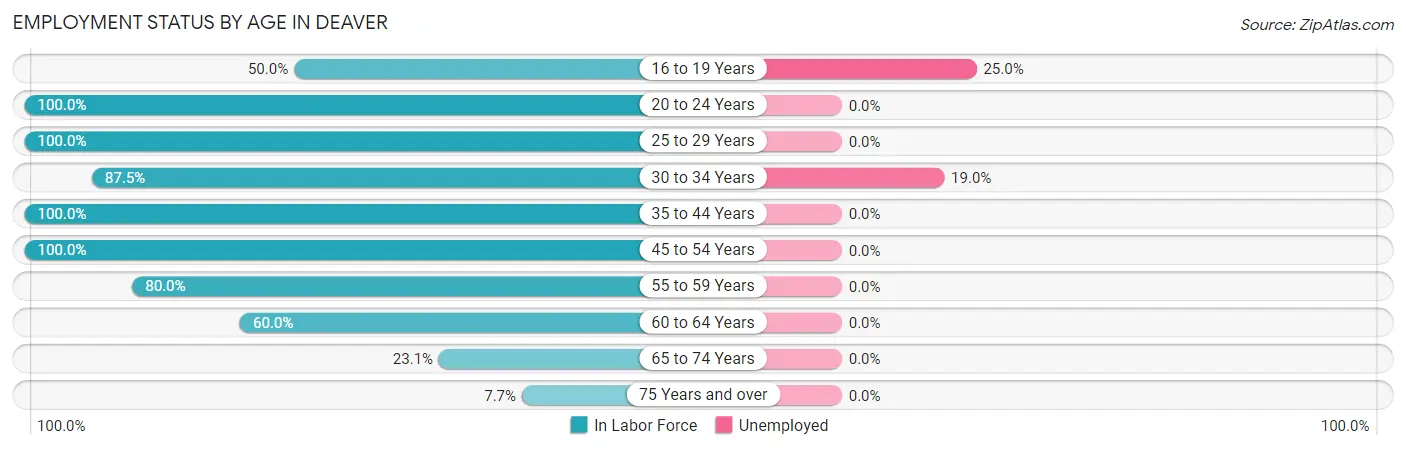 Employment Status by Age in Deaver