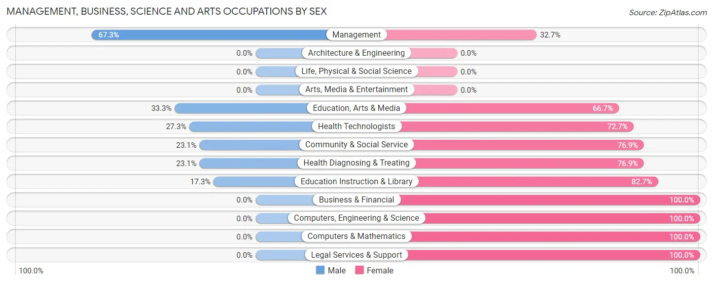 Management, Business, Science and Arts Occupations by Sex in Ethete
