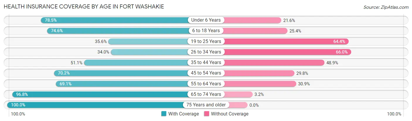 Health Insurance Coverage by Age in Fort Washakie