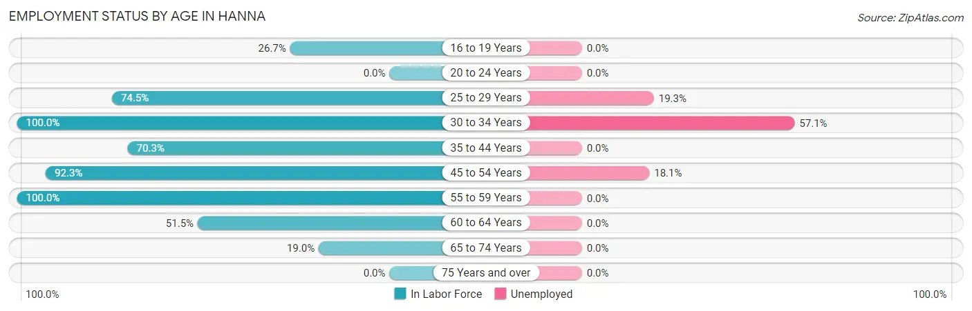 Employment Status by Age in Hanna