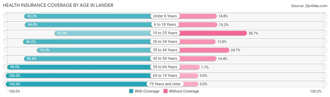 Health Insurance Coverage by Age in Lander