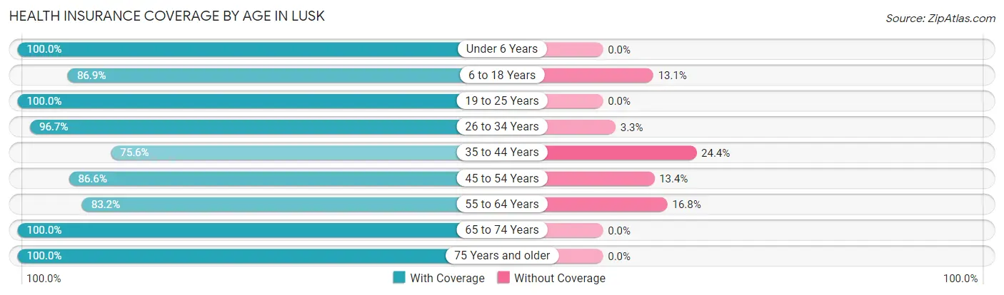 Health Insurance Coverage by Age in Lusk
