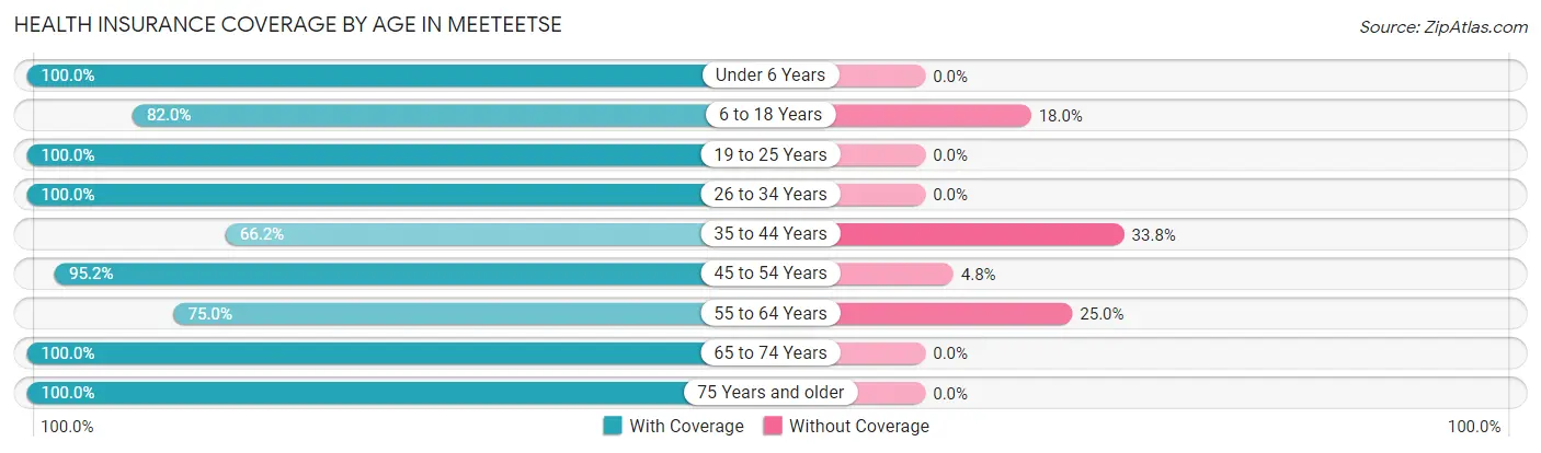 Health Insurance Coverage by Age in Meeteetse