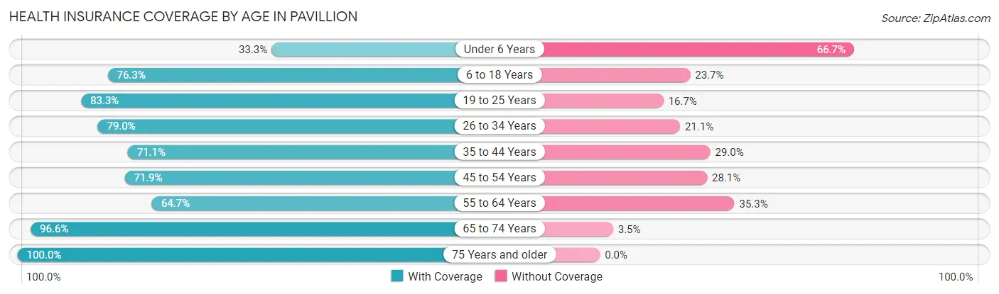 Health Insurance Coverage by Age in Pavillion
