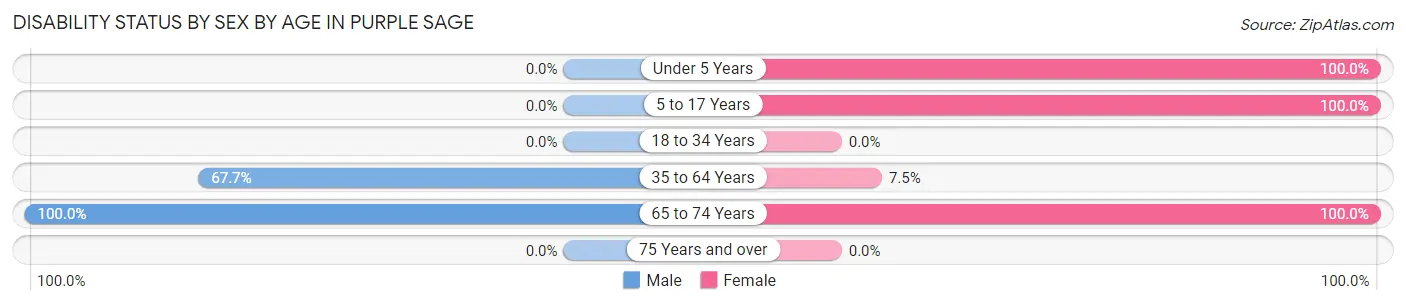 Disability Status by Sex by Age in Purple Sage