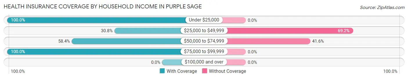Health Insurance Coverage by Household Income in Purple Sage