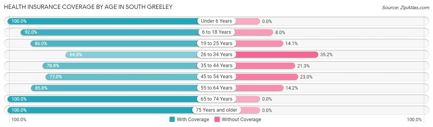 Health Insurance Coverage by Age in South Greeley