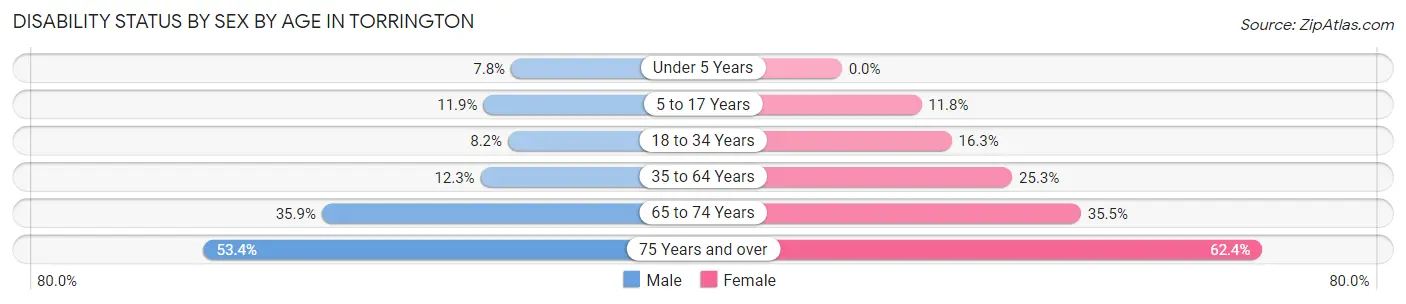 Disability Status by Sex by Age in Torrington