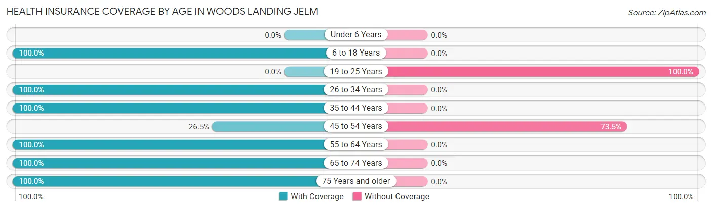 Health Insurance Coverage by Age in Woods Landing Jelm