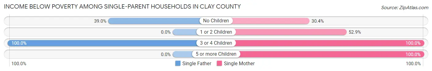 Income Below Poverty Among Single-Parent Households in Clay County