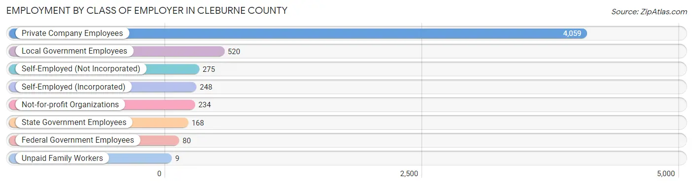 Employment by Class of Employer in Cleburne County