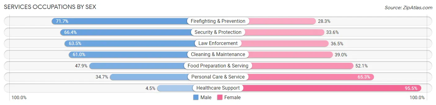 Services Occupations by Sex in Dallas County
