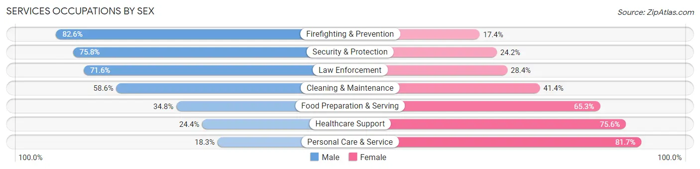 Services Occupations by Sex in Etowah County