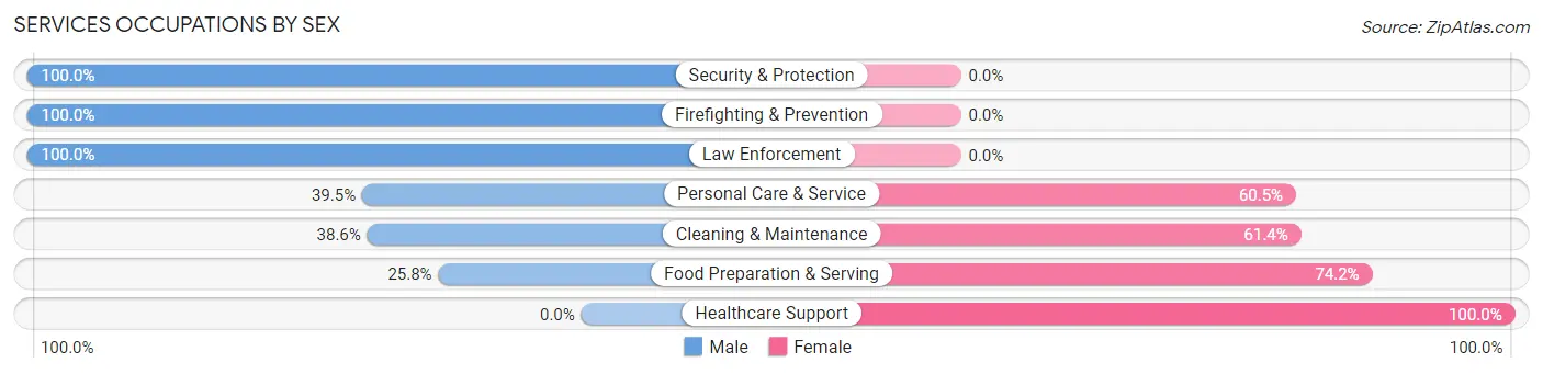 Services Occupations by Sex in Fayette County