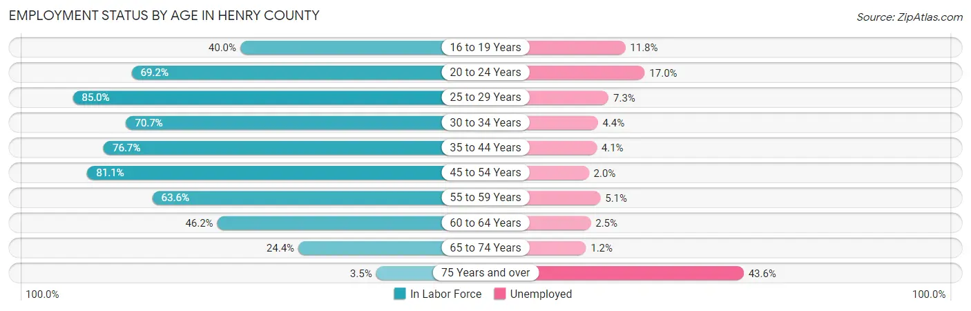 Employment Status by Age in Henry County