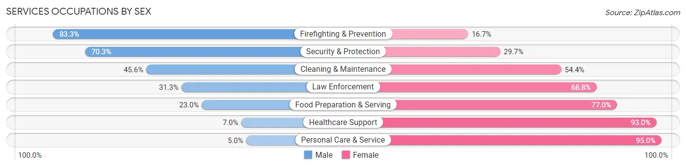 Services Occupations by Sex in Lowndes County