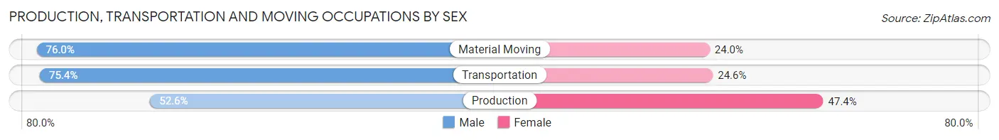 Production, Transportation and Moving Occupations by Sex in Macon County
