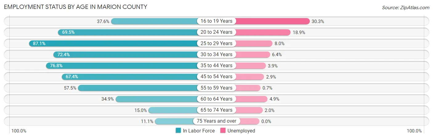Employment Status by Age in Marion County