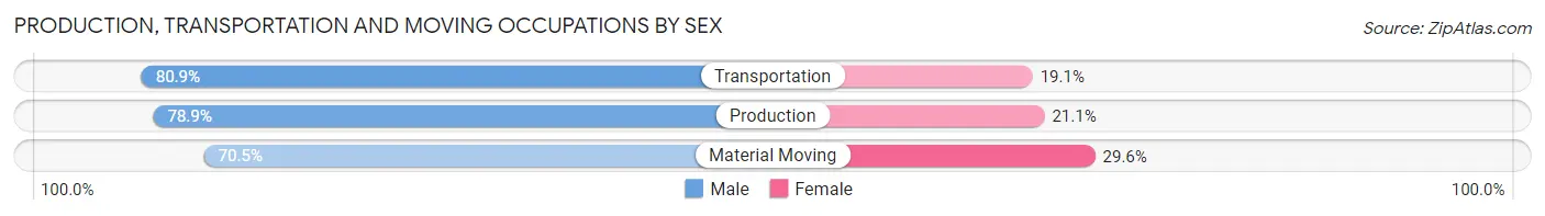 Production, Transportation and Moving Occupations by Sex in St. Clair County