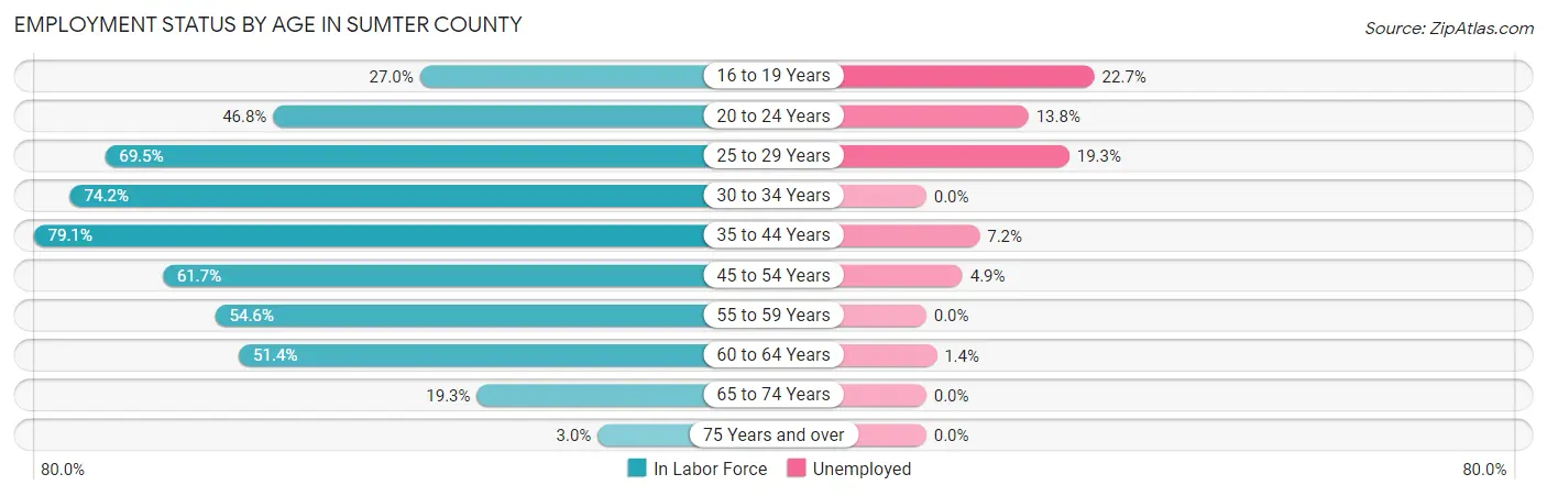 Employment Status by Age in Sumter County