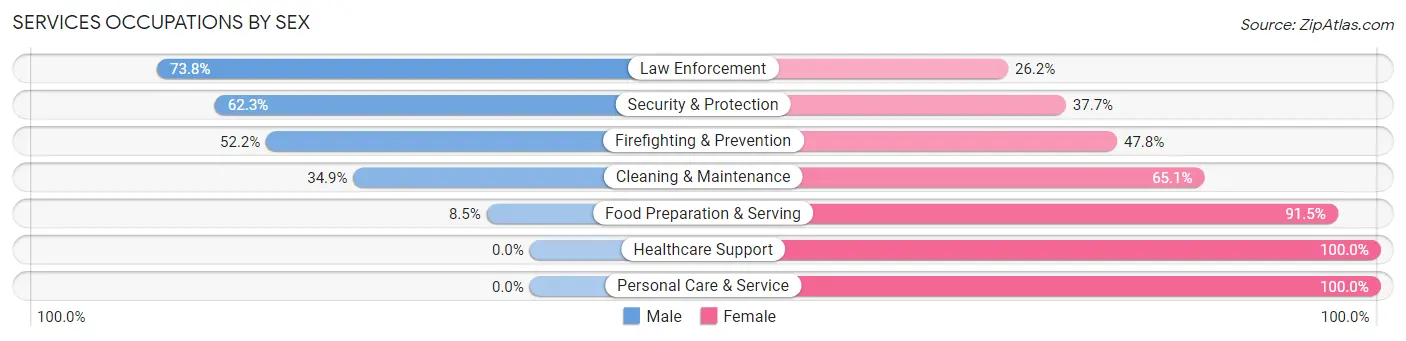 Services Occupations by Sex in Sumter County