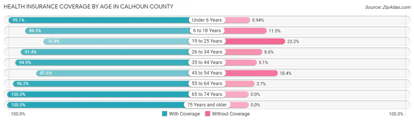 Health Insurance Coverage by Age in Calhoun County