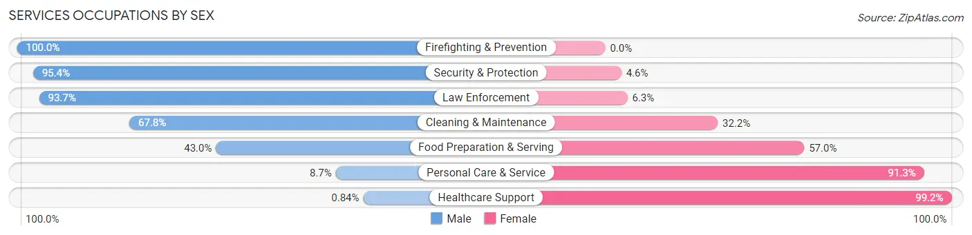 Services Occupations by Sex in Clay County