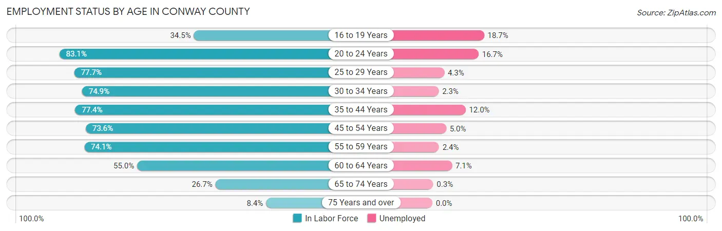 Employment Status by Age in Conway County
